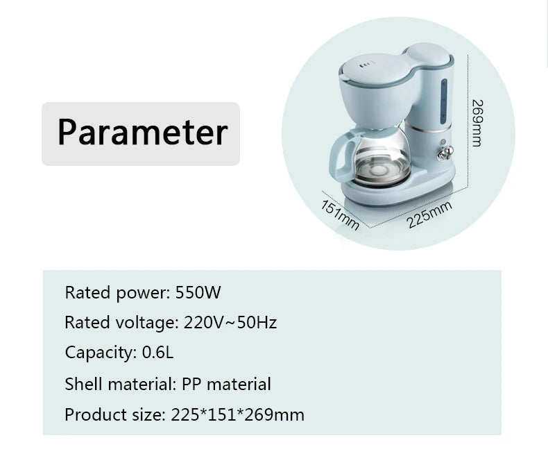 Drip Coffee Maker - 600ml Automatic American Coffee Machine for Home & Office
