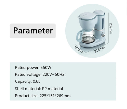 Drip Coffee Maker - 600ml Automatic American Coffee Machine for Home & Office