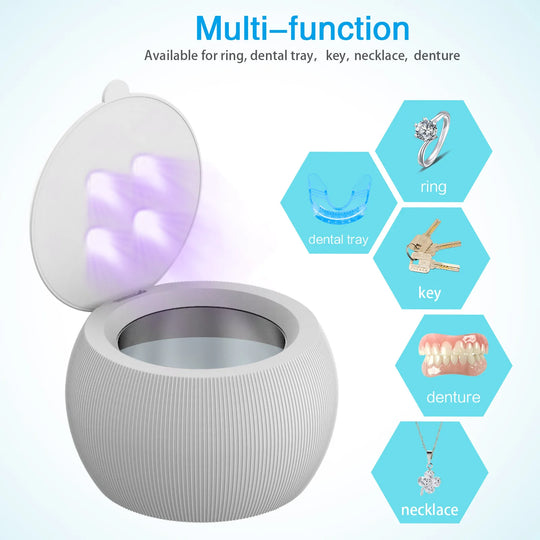 Ultrasonic Cleaner with UV Light - 200ml for Jewelry, Glasses, Watches, Dentures & Retainers