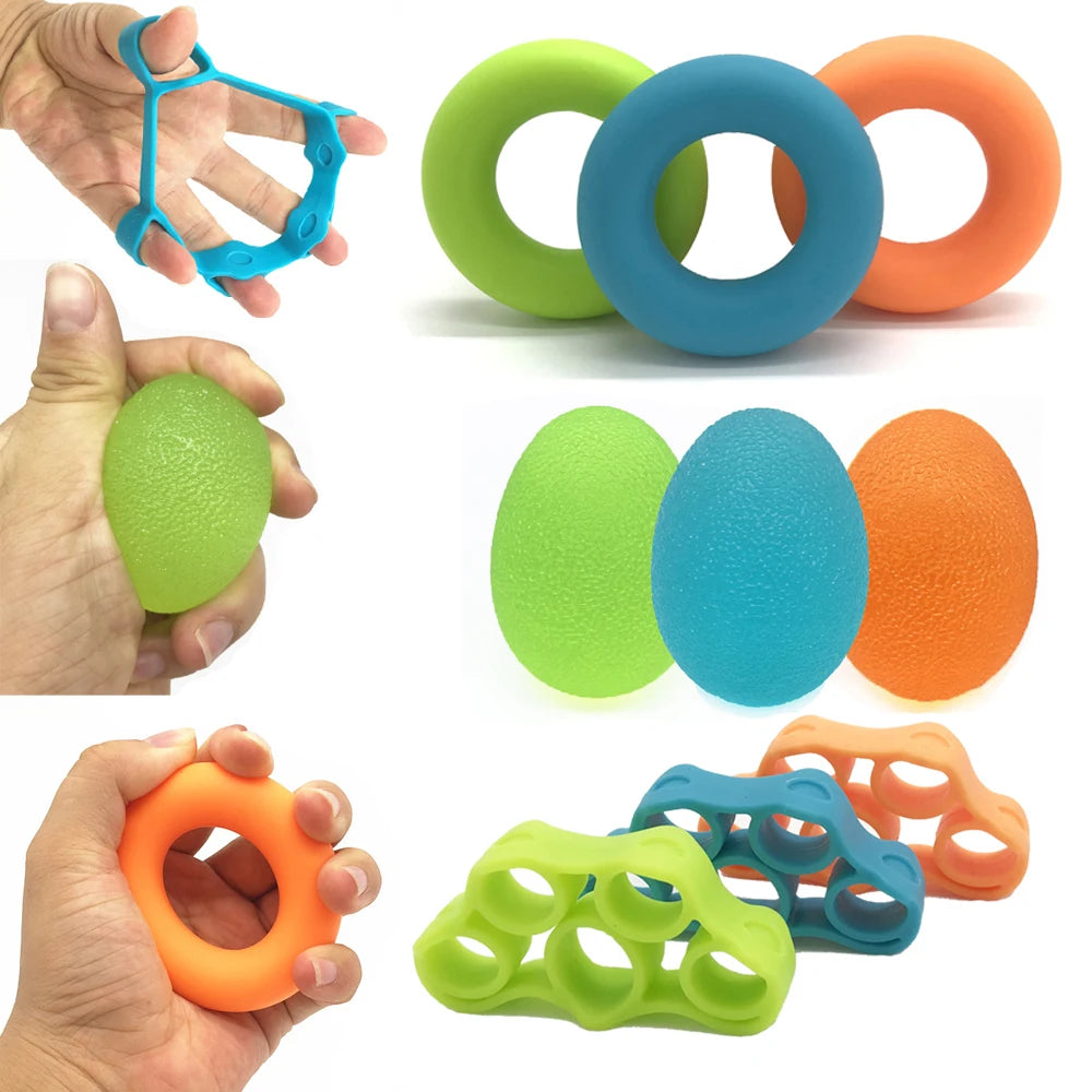 Portable Oval Circular Silicone Grip Ball Finger Exercise Device Grip Strength Trainer Silicone Expansion Ring 9-piece Set