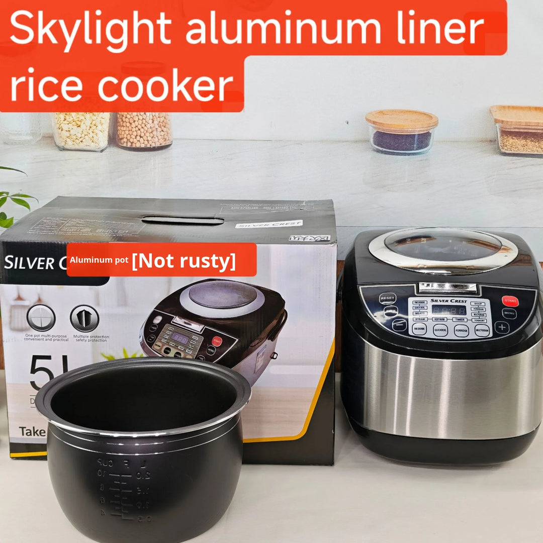 Smart Rice Cooker - 6L Stainless Steel, Touch Screen, Digital Timer, EU & UK Plug