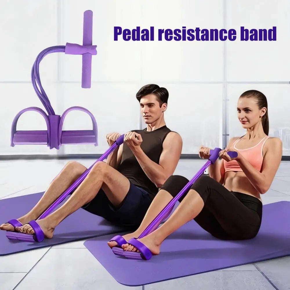 Pedal Resistance Band with Handle - 4/6 Tube Elastic Pull Rope for Yoga & Strength