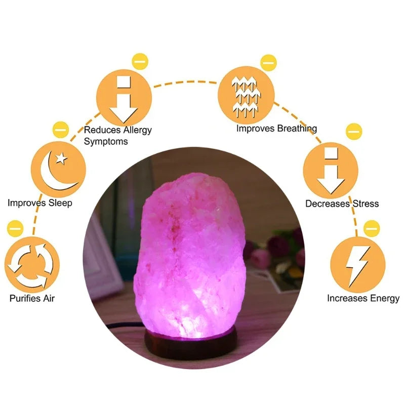 Himalayan Rock Salt Lamp - Natural Air Purifier Night Light for Home & Bedroom