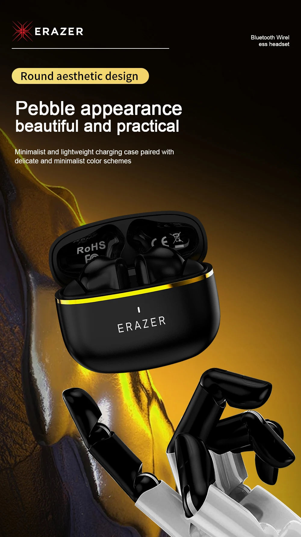 Wireless Bluetooth Earbuds - HiFi Stereo Sports Noise Reduction Headphones