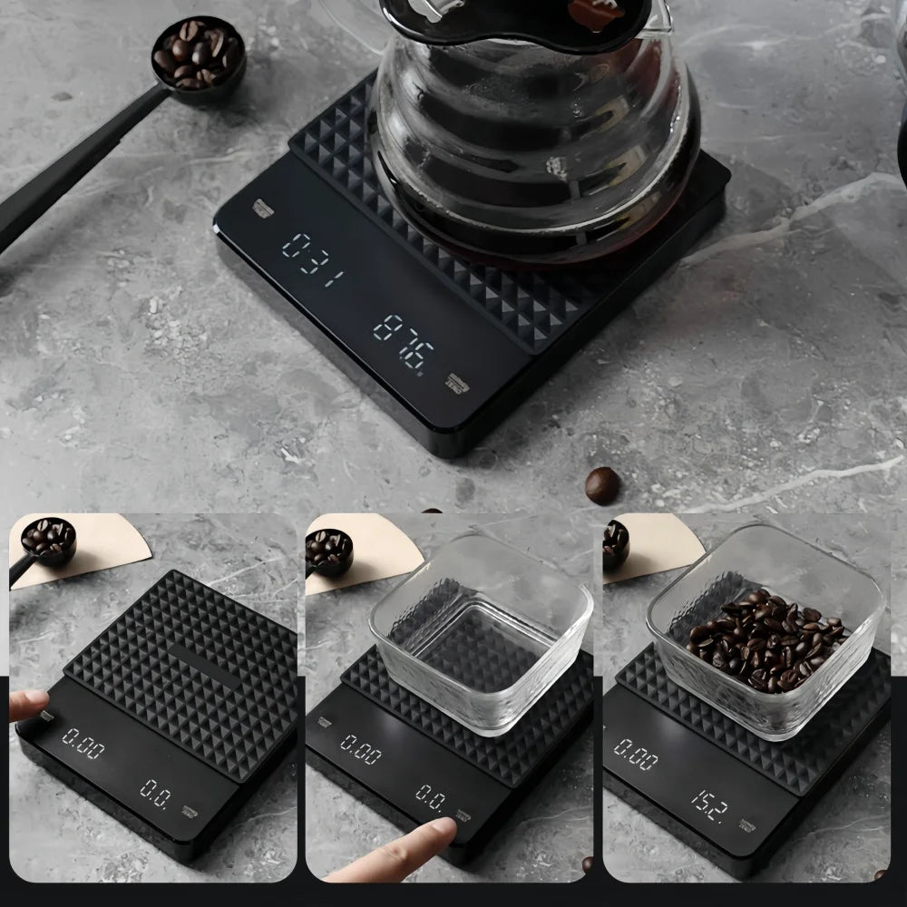 Electronic Coffee Scale with Waterproof Pad LED Display