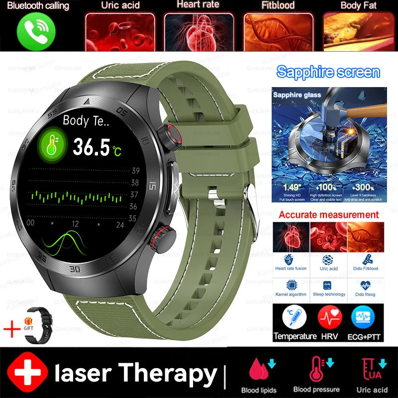 Smart Watch - Health Tracker Uric Acid Body Fat Bluetooth Call