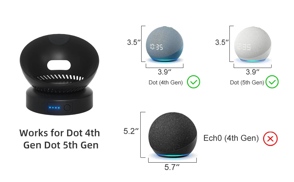 Echo Dot Battery Base - Portable Rechargeable Wireless Base for Echo Dot 4th & 5th Gen