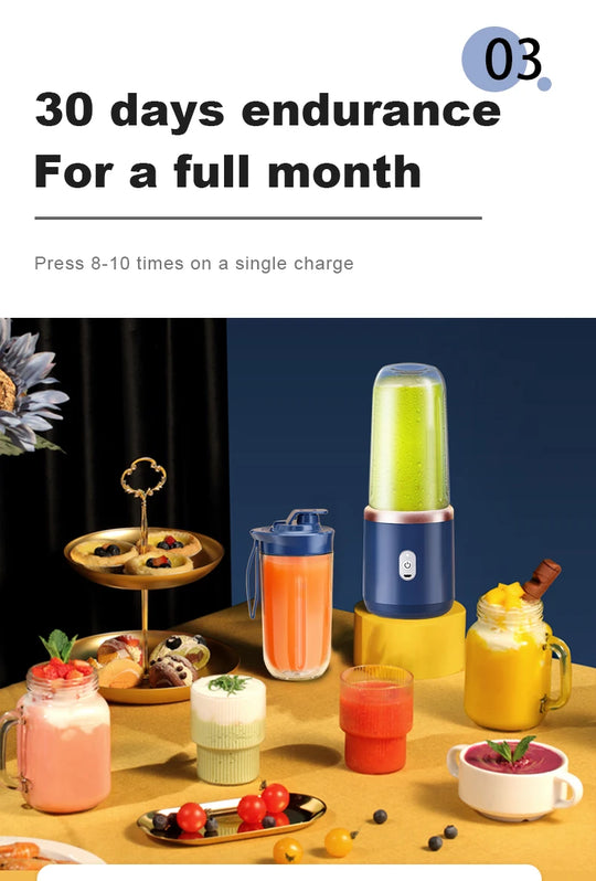 Portable Juicer Cup - 6-Blade Blender Bottle for Smoothies & Fresh Juice