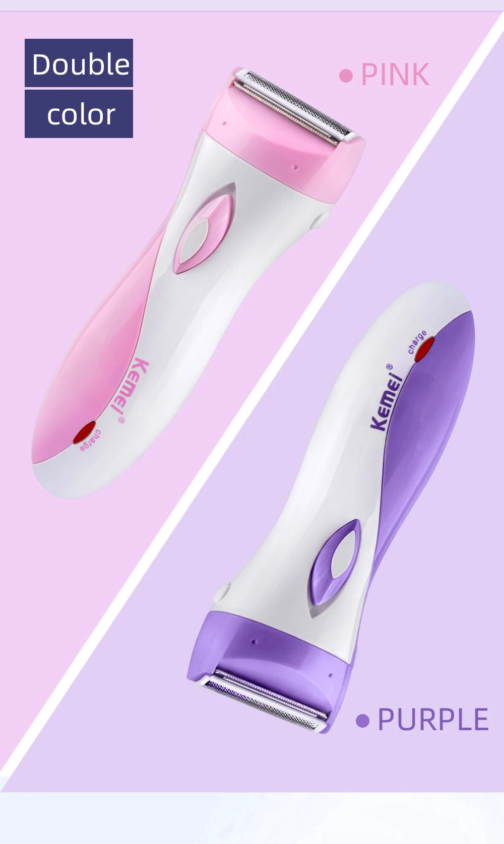 Rechargeable Lady Shaver & Epilator - Full Body Hair Removal, 30 Tweezers, Active Massage