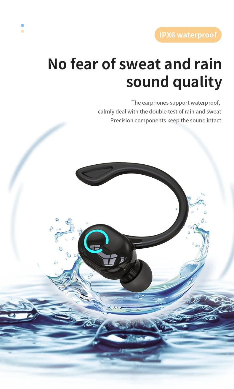 TWS Bluetooth 5.2 Earbuds - Single In-Ear Wireless Headset with Mic & ANC