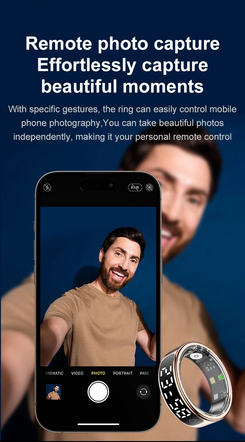 Smart Ring - LED Display Heart Rate Blood Oxygen Monitor Waterproof