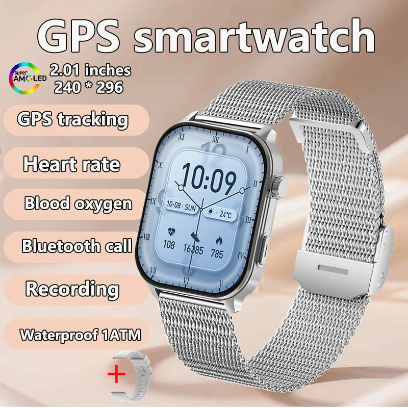 GPS Smart Watch - Heart Rate Blood Oxygen Pressure Bluetooth Call NFC