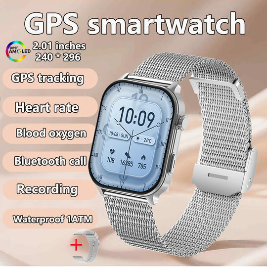 GPS Smart Watch - Heart Rate Blood Oxygen Pressure Bluetooth Call NFC