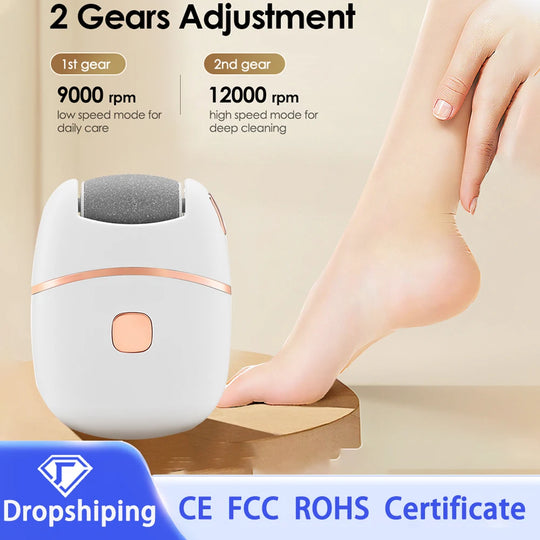 Electric Foot Callus Remover - Rechargeable Pedicure Tool, 2-Speed, LED Light, Diamond Grinding Head