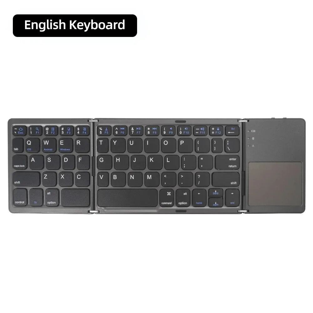 Foldable Bluetooth Keyboard with Touchpad - Mini Wireless Keyboard for Tablet iPad Phone Windows Android iOS