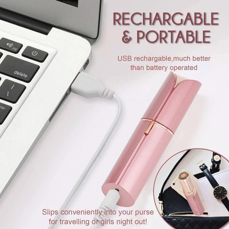 Electric Facial Hair Remover - Lipstick Shaver with Built-in LED Light - for Women