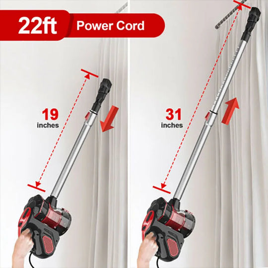 Corded Vacuum Cleaner - 18KPa 600W 4-in-1 Stick & Handheld for Home & Pet Hair