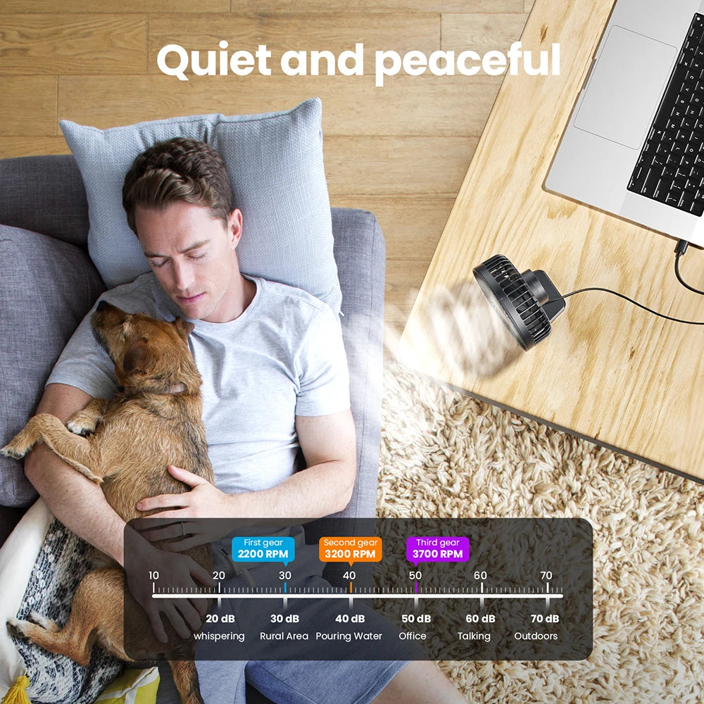 GAIATOP Mini USB Desktop Fan - Portable Quiet Cooling Fan with 3 Speed Settings