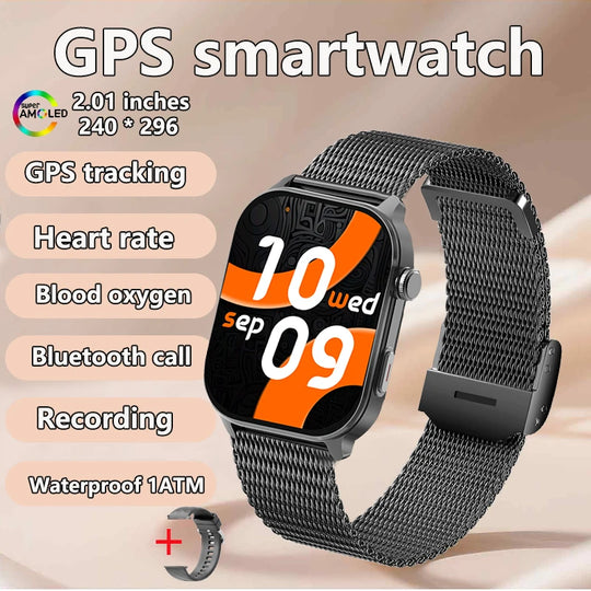 GPS Smart Watch - Heart Rate Blood Oxygen Pressure Bluetooth Call NFC