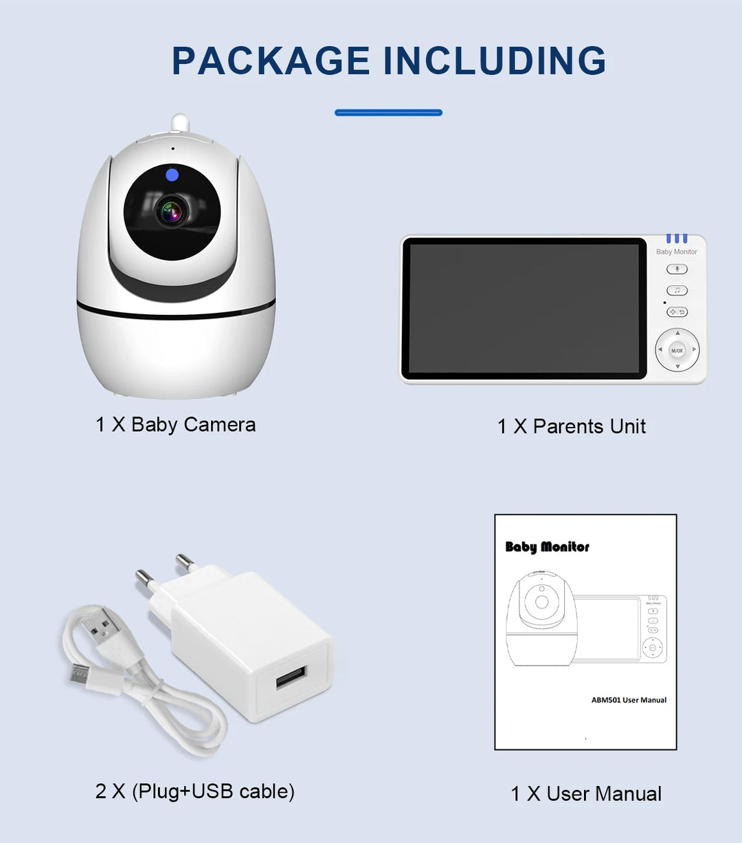 5 Inch Video Baby Monitor Indoor Mini Kids Surveillance cameras Security Protection Two-way Audio Baby Camera Temperture Display
