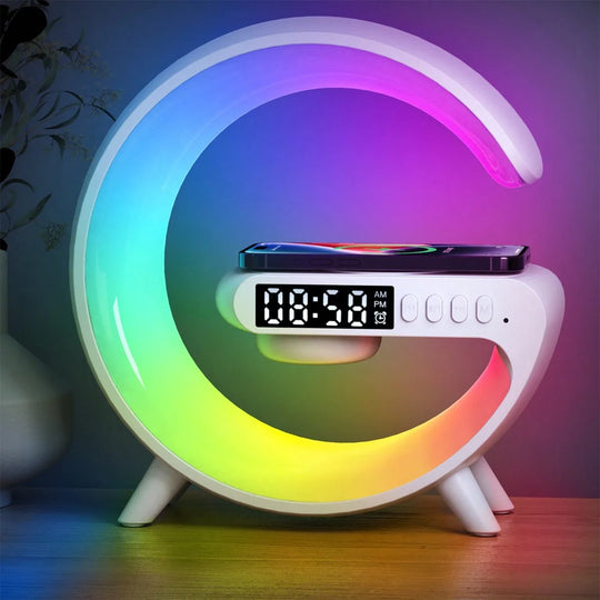 Wireless Charger - 30W RGB with Alarm Clock, Bluetooth Speaker & Night Light