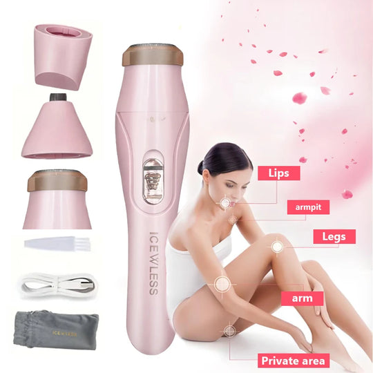 Portable Electric Lady Shaver - Armpit, Bikini, Arm, Leg & Face Hair Removal - Painless