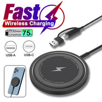 Magnetic iPhone Wireless Charger Pad USB  for 15 14 13 12 Pro Max Mini Fast Wireless Charging