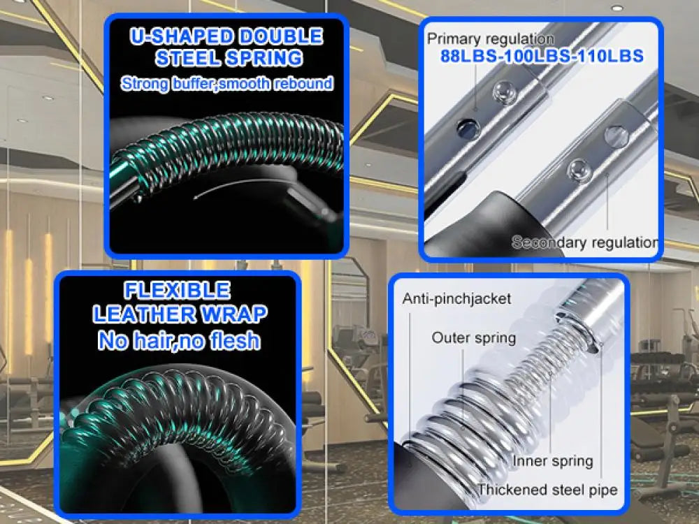 65*17.5cm Twister Arm Exerciser With Foam Handle 40-50kg Adjustable Chest Workout Bar Forearm Triceps Muscle Fitness Equipment