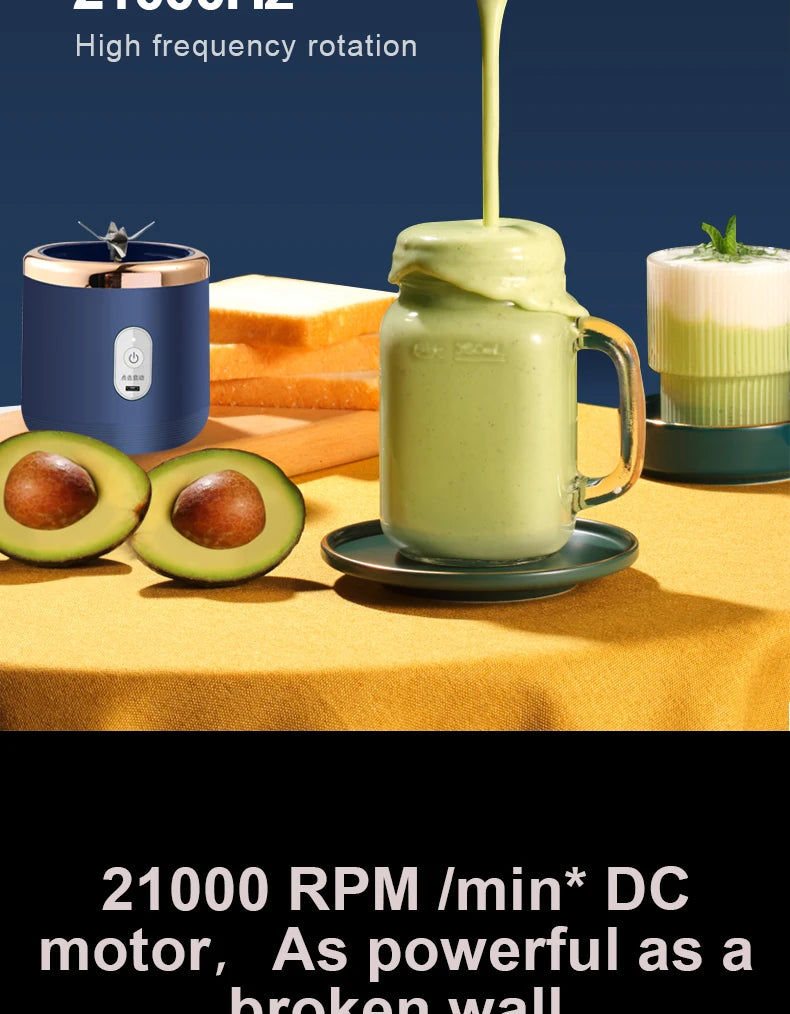 Portable Juicer Cup - 6-Blade Blender Bottle for Smoothies & Fresh Juice