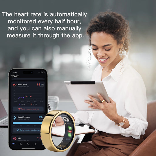 Smart Ring Fitness Tracker - Heart Rate Sleep Monitor with Charging Case
