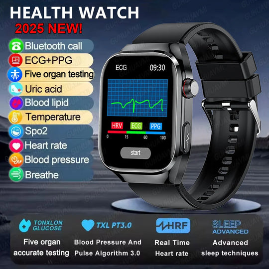 ECG+PPG Health Smartwatch - Heart Rate, Blood Pressure & BT Call Monitor