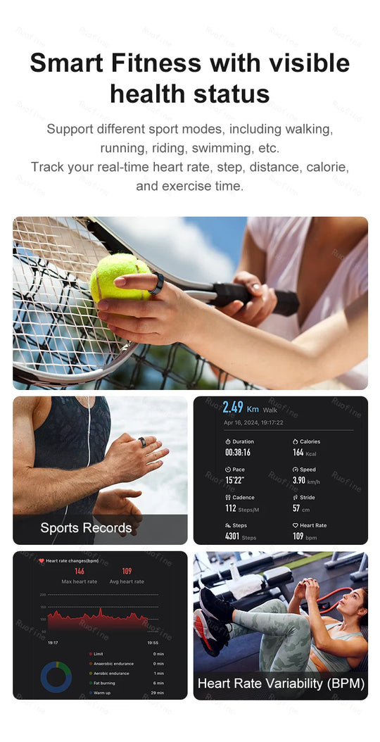 Smart Ring Fitness Tracker - Waterproof Health Monitor