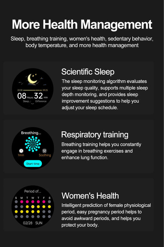 Smart Watch - Health Tracker Uric Acid Body Fat Bluetooth Call