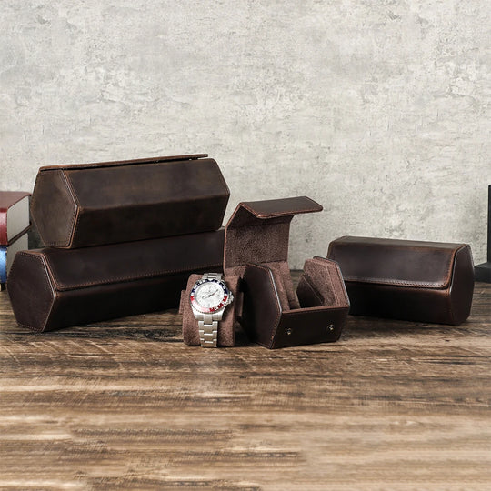 Leather Watch Roll Box - 1/2/3/4/6/8 Slots Travel Case & Display Holder - for Men & Women