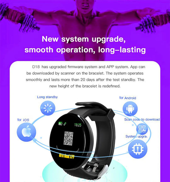 Smart Watch - Heart Rate Monitor Fitness Tracker Round Digital Watch