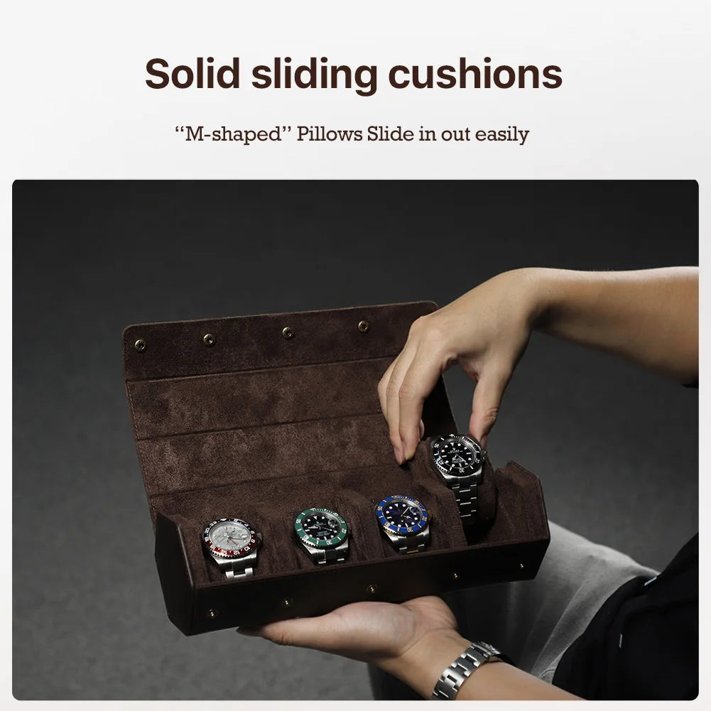 Leather Watch Roll Box - 1/2/3/4/6/8 Slots Travel Case & Display Holder - for Men & Women