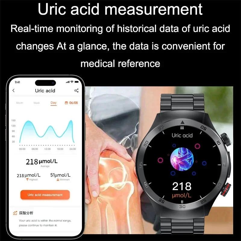 Smart Watch - Health Tracker Uric Acid Body Fat Bluetooth Call