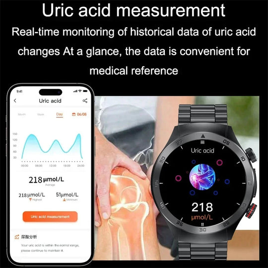 Smart Watch - Health Tracker Uric Acid Body Fat Bluetooth Call