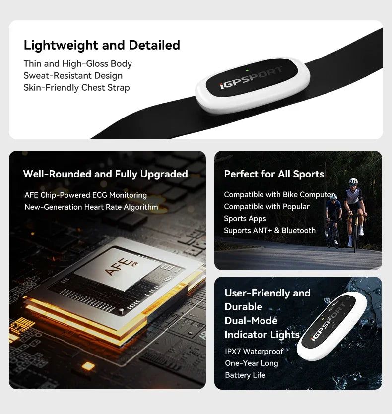 Heart Rate Monitor Sensor - Waterproof Bike Computer Fitness Tracker