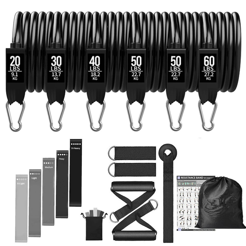 300lb Fitness Booty Resistance Elastic Band Workout for Training Home Exercise Sport Gym Dumbbell Harness Set Expander Equipment