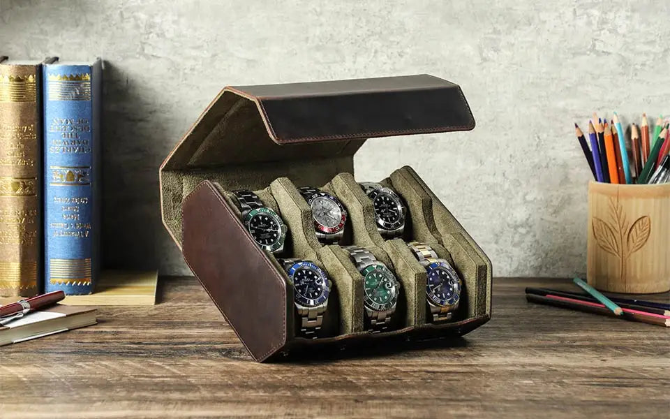 Leather Watch Roll Box - 1/2/3/4/6/8 Slots Travel Case & Display Holder - for Men & Women