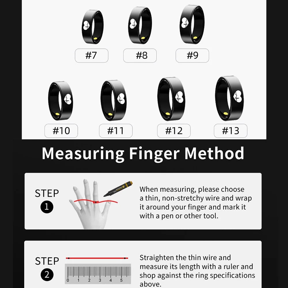 ECG Smart Ring - Heart Rate Body Temperature Health Tracker