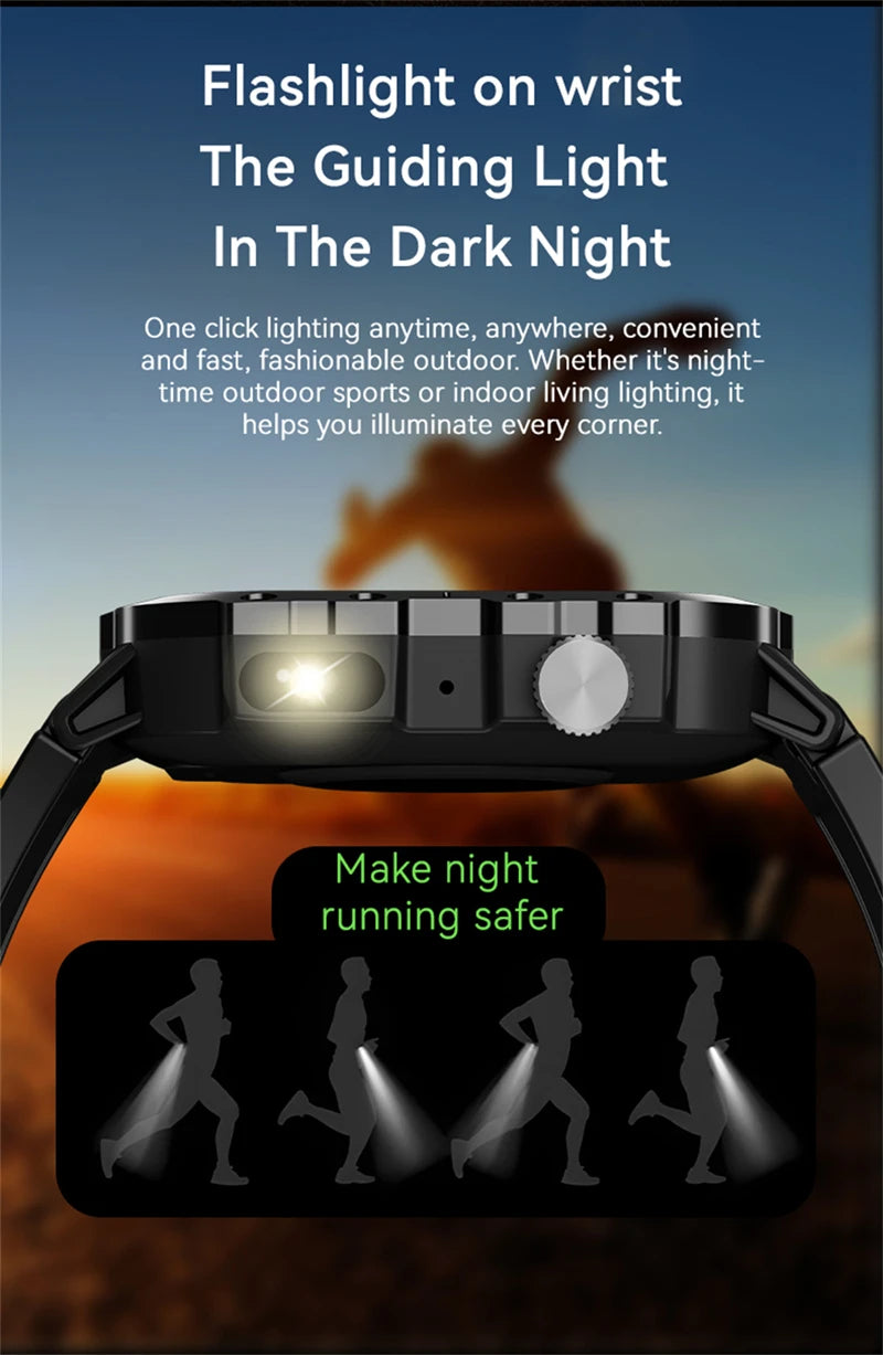 Military Smart Watch for Men - IP68 Outdoor Sports Fitness Tracker with Bluetooth Call