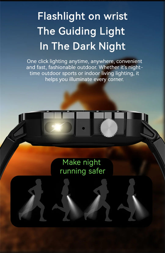 Military Smart Watch for Men - IP68 Outdoor Sports Fitness Tracker with Bluetooth Call