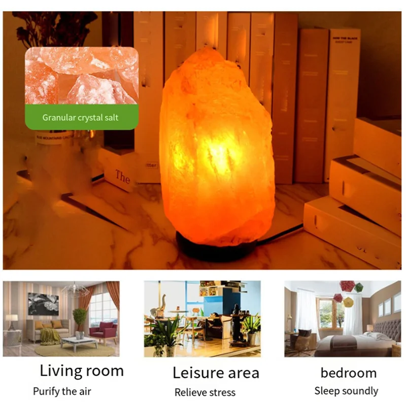 Himalayan Crystal Salt Lamp & Air Purifier - Natural Amber Glow Night Light