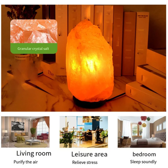 Himalayan Crystal Salt Lamp & Air Purifier - Natural Amber Glow Night Light