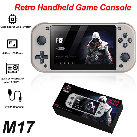 Retro Handheld Game Console - 4.3" Screen, 30000 Games, PSP PS1 Emulator, 64GB/128GB