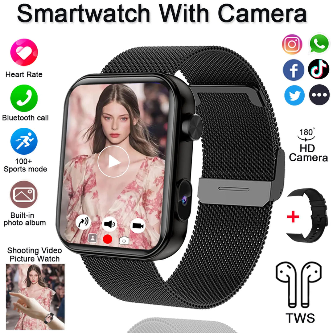 Smart Watch with Camera - Photo Video Heart Rate Bluetooth Call Waterproof