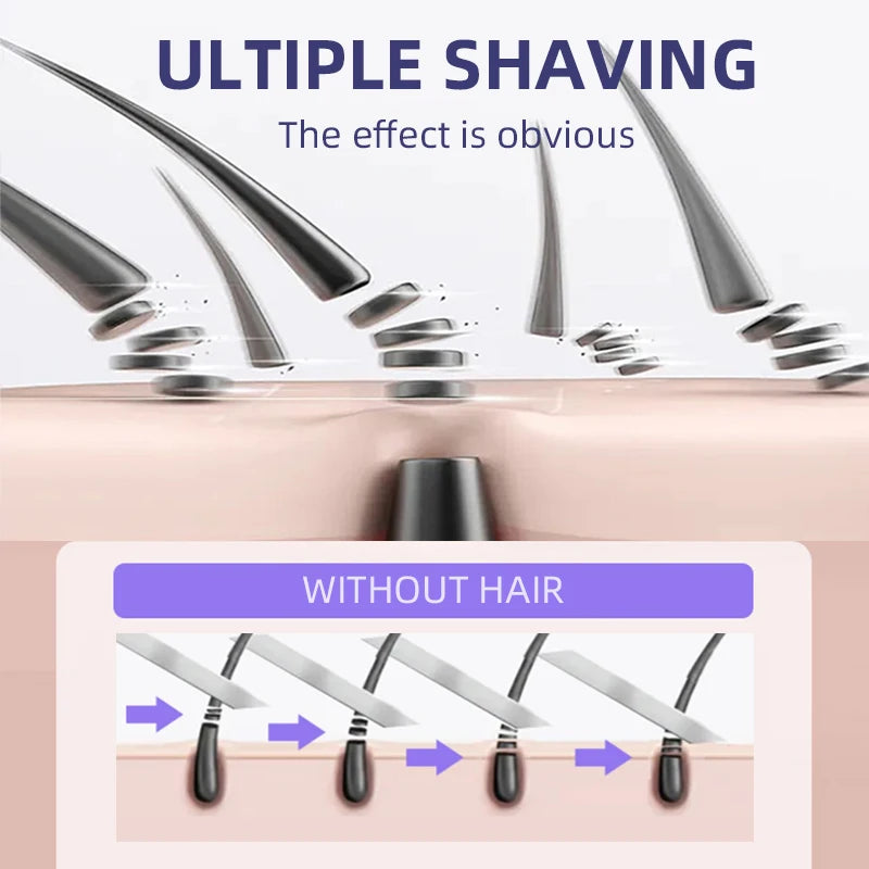 Rechargeable Lady Shaver & Epilator - Full Body Hair Removal, 30 Tweezers, Active Massage