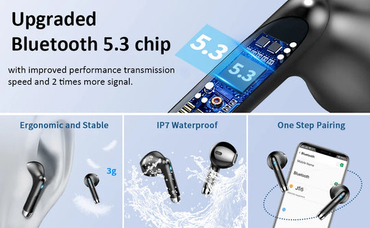 Wireless Earbuds - Bluetooth Noise Canceling LED Display Waterproof